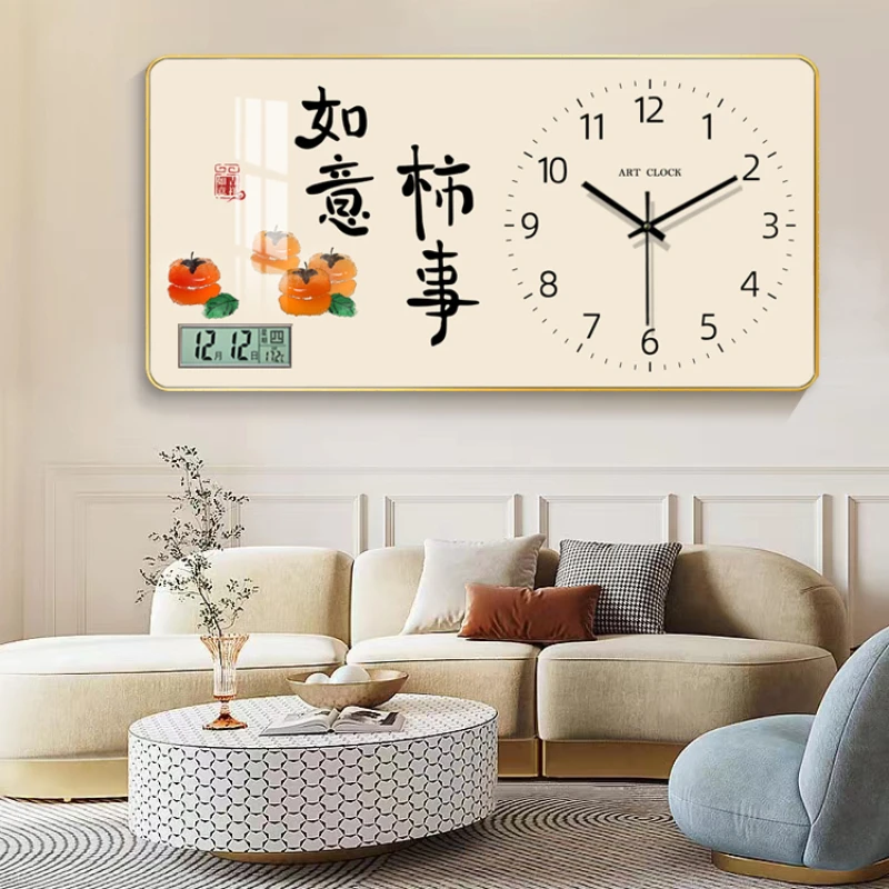 Calendar Living Room Wall Clock Style Interior Luxury Digital Clock Wall Kitchen Bedroom Orologio Da Parete Home Decoration