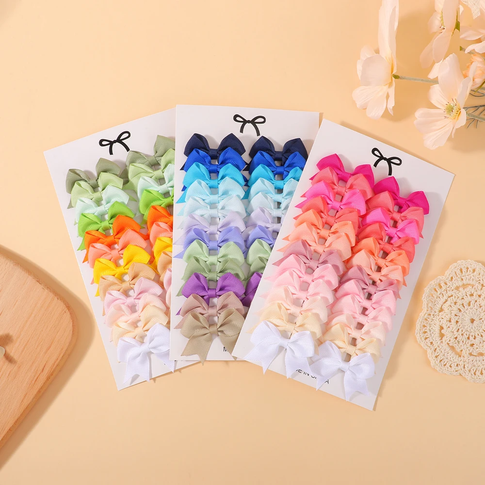 24 Teile/satz Neue Feste Band Bowknot Haar Clips Für Nette Baby Mädchen Handgemachte Bögen Haarnadel Barrettes Headwear Kinder Haar Zubehör