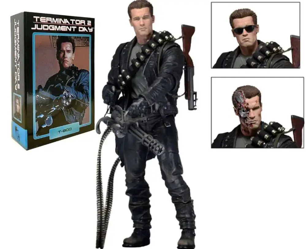 NECA Terminator 2 hari penilaian T-800 7 "koleksi Action Figure