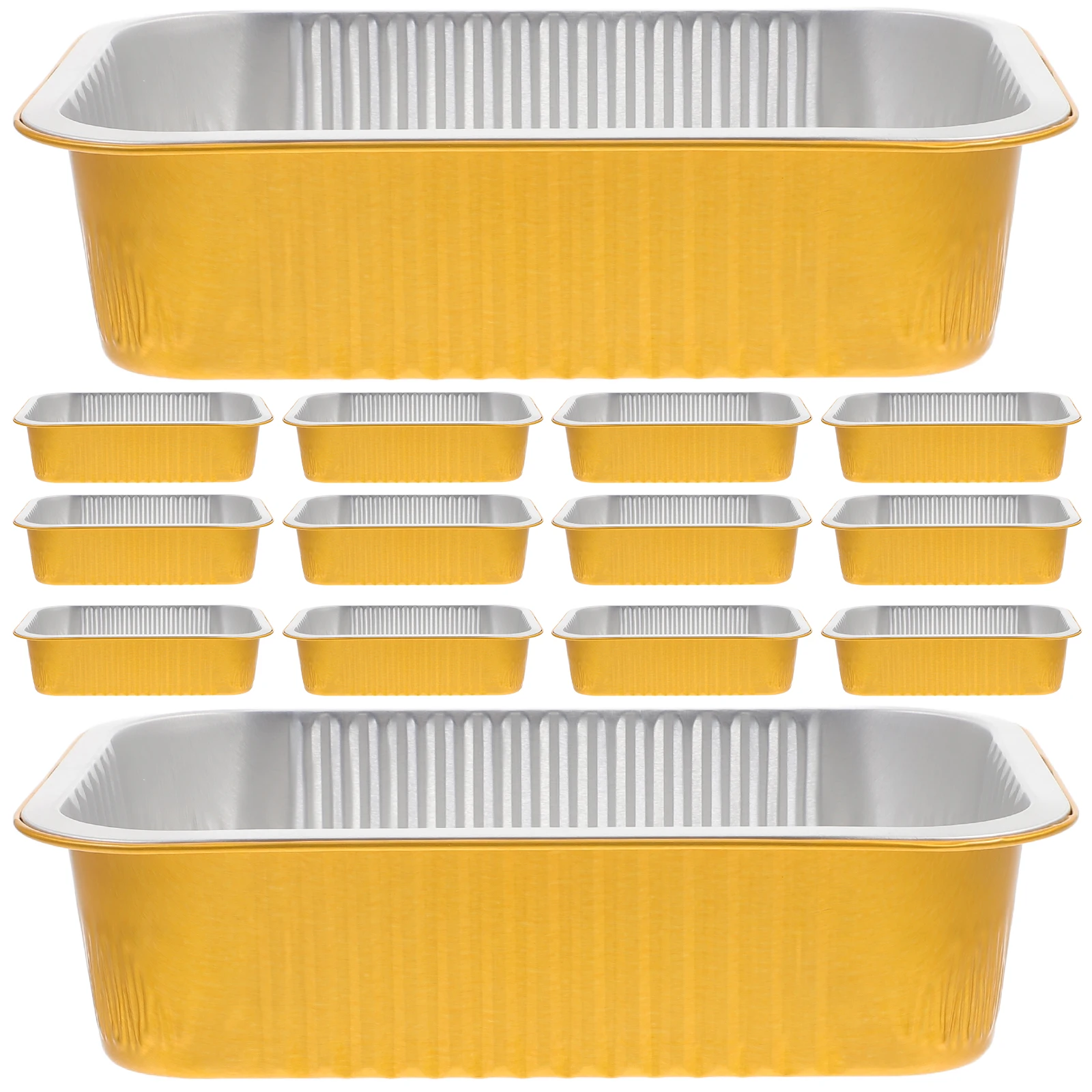 

20 Pcs Aluminum Foil Box 184ml Golden Tin BBQ Heat Resistant Disposable Baking Pan Food Containers Steam Table Pan Kitchen Bar