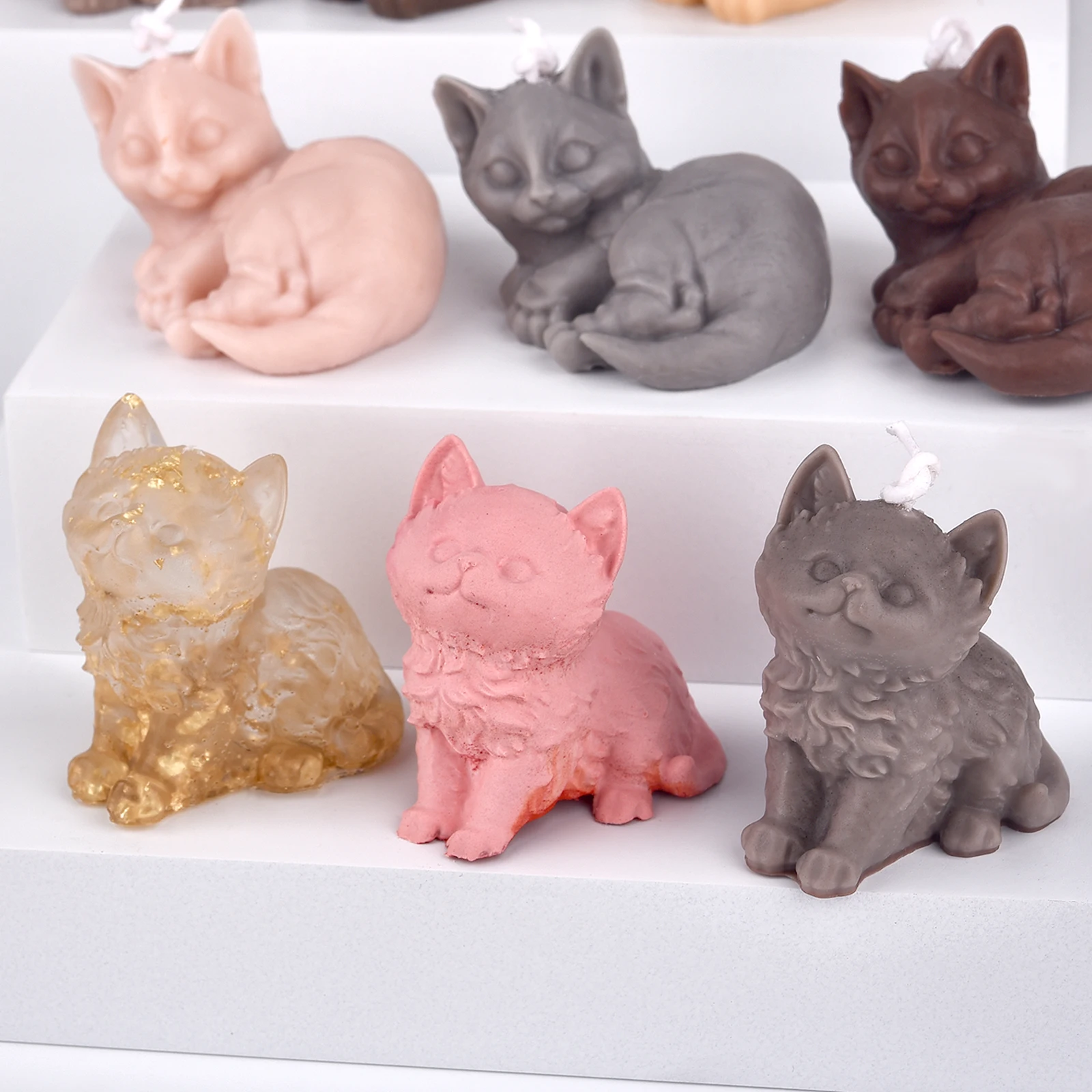 3D Dogs Cats Silicone Mold For Epoxy Resin Gypsum Soap Candle Mold DIY Cute Dogs Cats Crafts Ornament Making Supplies Home Decor