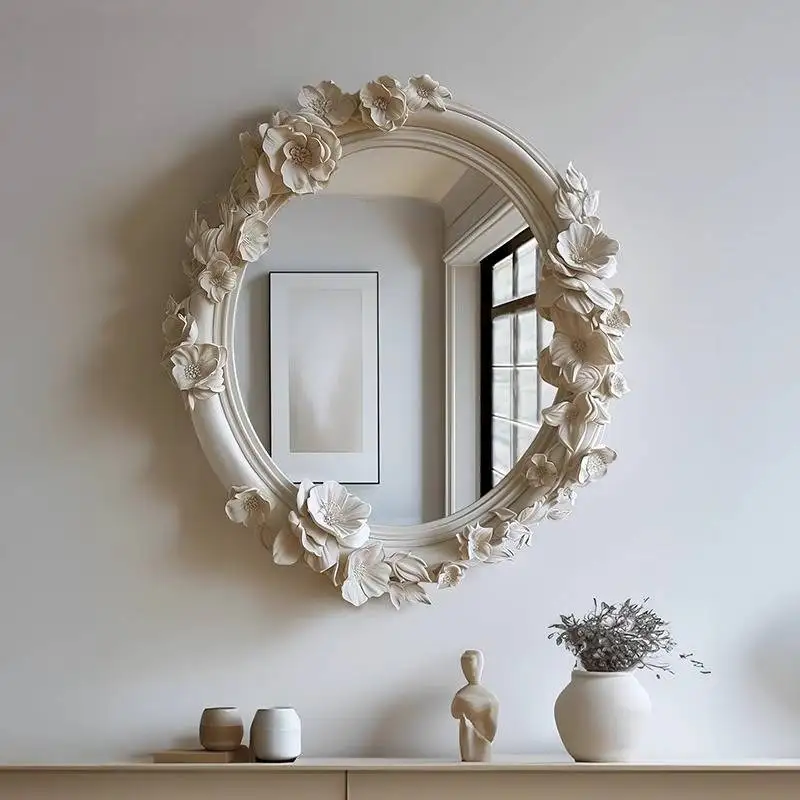 

Wedding Gifts Haircut Mirror Round Decorate Murale Makeup Bedroom Wall Art Flower Luxury Cute Espejos Para Pared Mirror