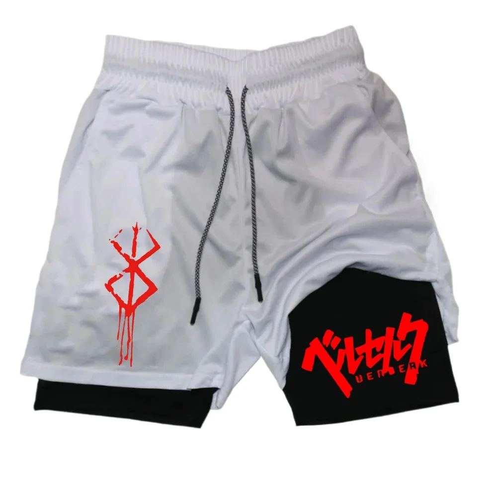 

Men's double-layer 2-in-1 men's fitness shorts, outdoor running sports shorts with mobile phone pockets, breathable shorts