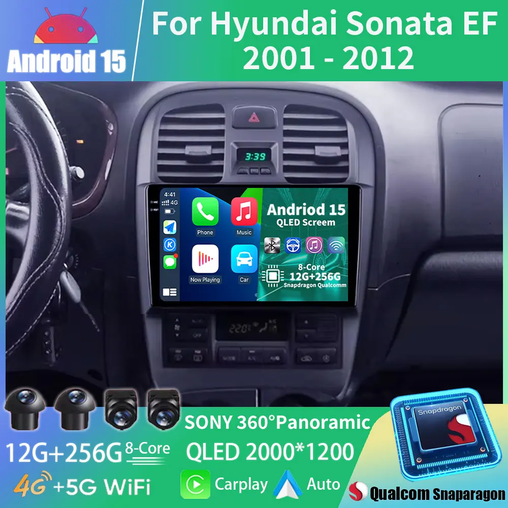 Android 15 Car Radio For Hyundai Sonata EF 2001 - 2012 GPS Multimedia Player Navi Head Unit 360 Camera Video Wireless Carplay BT