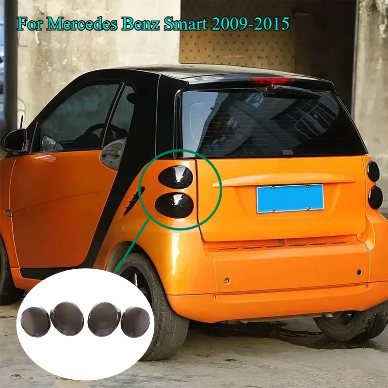 

For Mercedes Benz Smart 2009-2015 Car Rear Taillight Turn Signal Lamp Decoration ABS Blackened Cover Protective Car Accessories