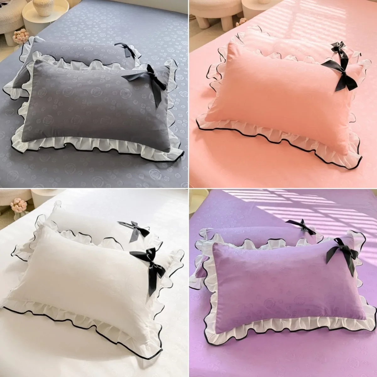 Kissenbezug, Spitzen-Kissenbezug, Spitzen-Kissenbezug, 48 x 74 cm, Kissenbezug für Zuhause, Bett, 1 Stück oder 2 Stück Pillowsham Kissenbezug