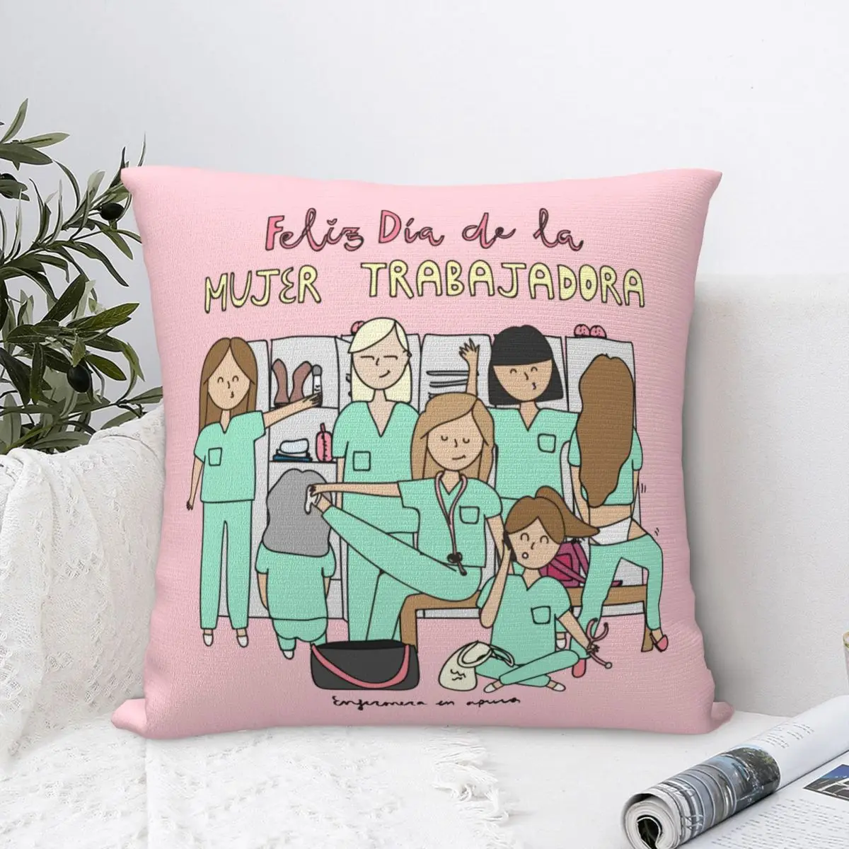 Enfermera En Apuros Square Pillow Cases Doctor Nurse Medical Cushion Cover Awesome Polyester Decorative Pillowcase for Home 18