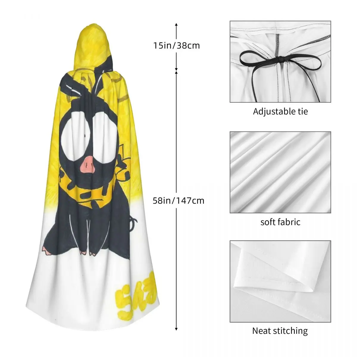 Pチャン ランマ ロングフード付きマント 魔女 中世衣装 コスプレ ケープ ハロウィンパーティー 大人用 ユニセックス