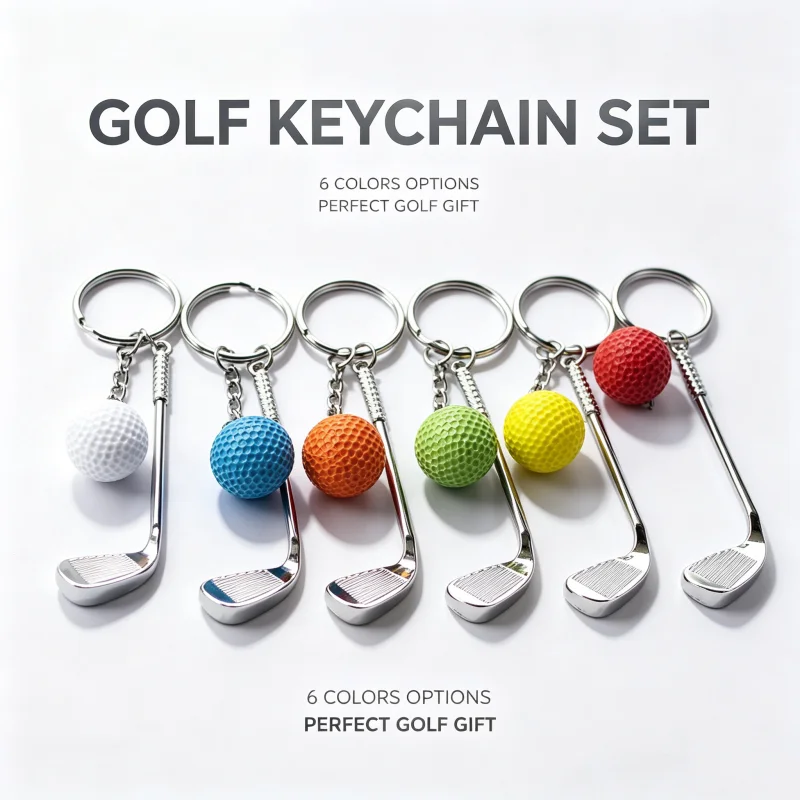 1/6pc Fun and Unique Mini Golf Club Ball Keychain - Perfect Gift for Golf Enthusiasts， Add a Sporty Touch to Your Look!