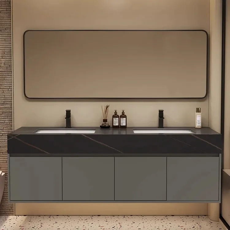 Bathroom Cabinet Vanity Ceramic Floating Solid Wood Vanity Designer