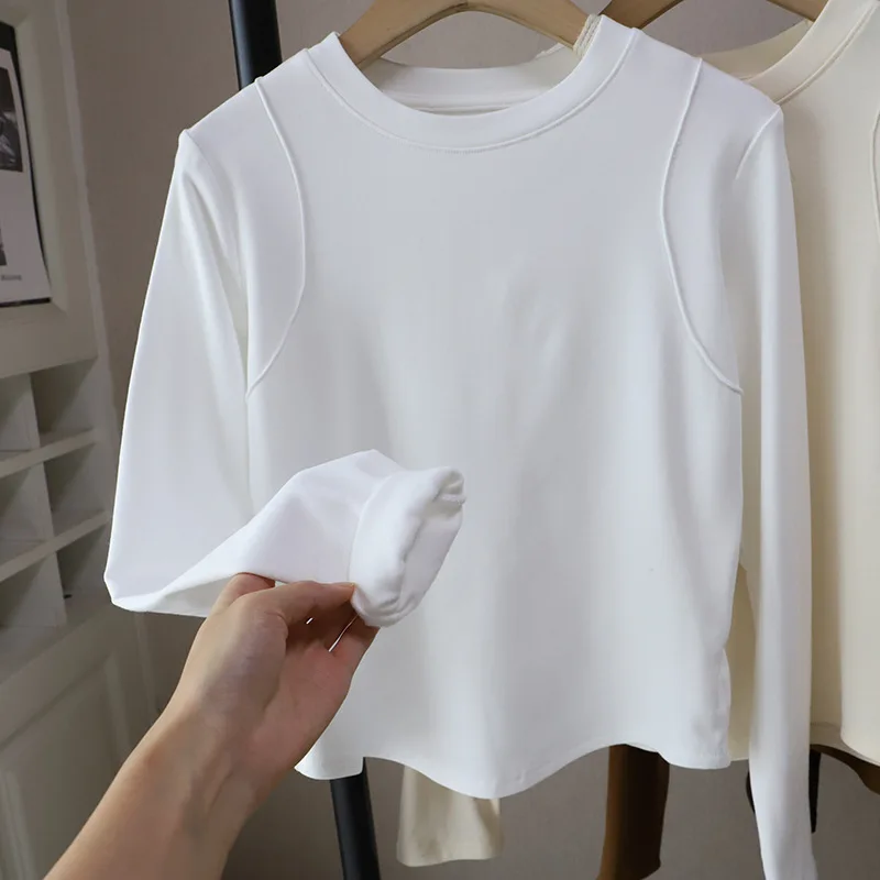 

Женская футболка Fce на подкладке Brued Round Ne Long Sve Base irt, осенне-зимняя модная облегающая футболка, топ для внутренней одежды