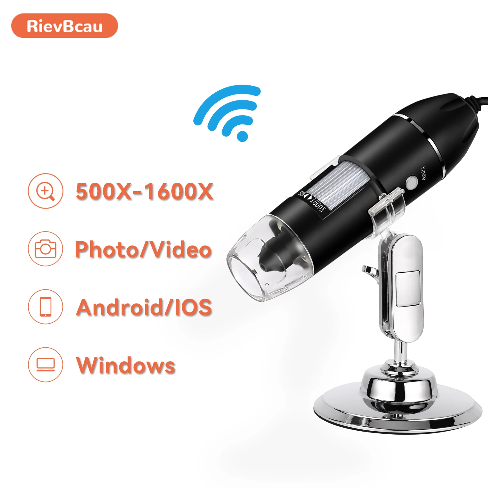 RIEVBCAU USB Digital Microscope 500X 1000X 1600X Professional Electronic Microscope With 8 LED Endoscope Zoom Camera Magnifier