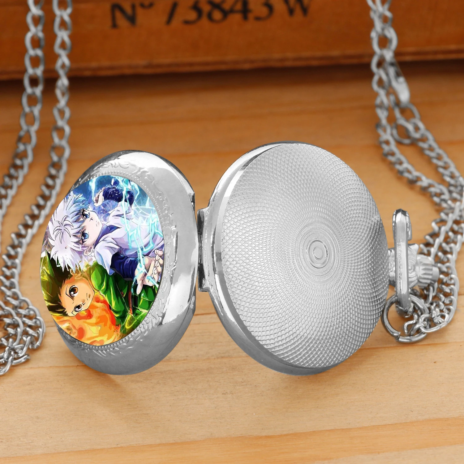 موضة الفضة الفولاذ المقاوم للصدأ هنتر X هنتر كيلوا Zoldyck ساعة جيب كوارتز قلادة المرأة مجوهرات سلسلة بدلاية