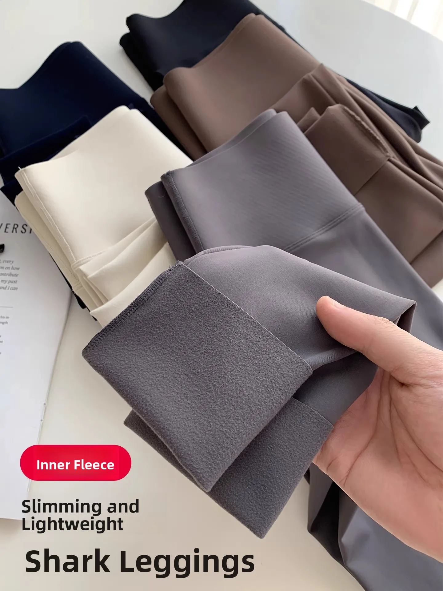 Women's High-Waist Thickened Fleece Yoga Pants Sharkskin Patterned Inner Warmth Enhancement Tummy Control Butt Lifting Autumn...