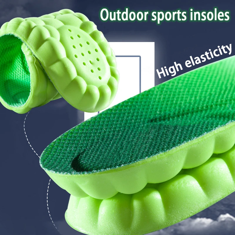 1 คู่ความยืดหยุ่นกีฬา insoles Wormwood ป้องกันกลิ่น Breathable นุ่มสบาย insoles รองเท้าผ้าใบ Shock-absorbing insoles