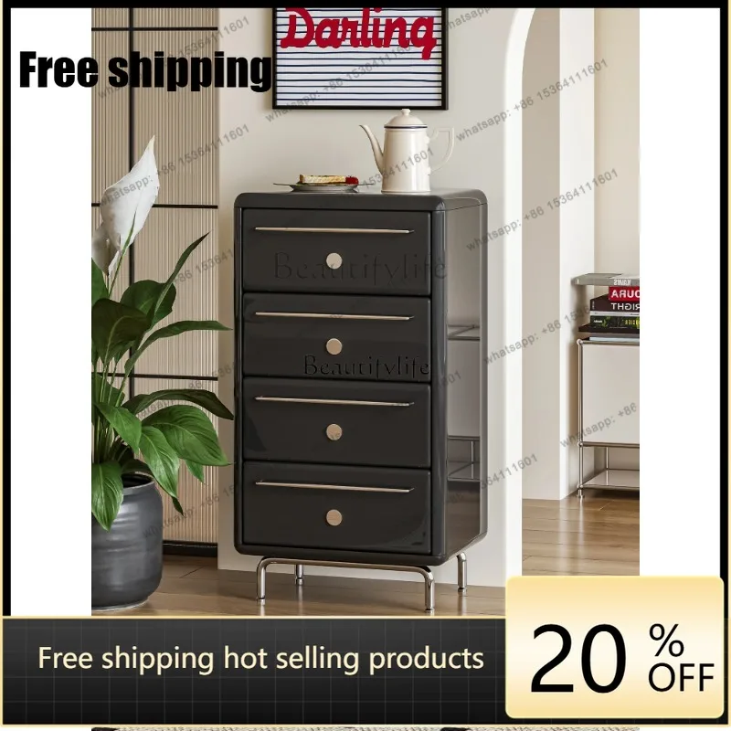 JJ French Cream Style Matcha Four-Bucket Cabinet Living Room Bedroom Storage Coffee Cabinet