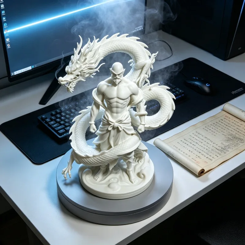 Eighteen Arhat Dragon Subduing Venerable Ornaments 3D Printing Resin Handmade National Style Mythology Desktop Decoration Gift