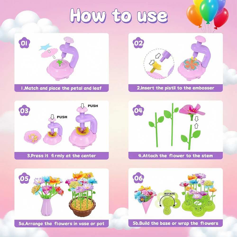 Zestaw do samodzielnego wykonania bukietu kwiatów dla dzieci HYES, edukacyjny zestaw do rękodzieła, aranżacja kwiatów DIY, zabawka dla dzieci, robienie własnego prezentu na urodziny, święta