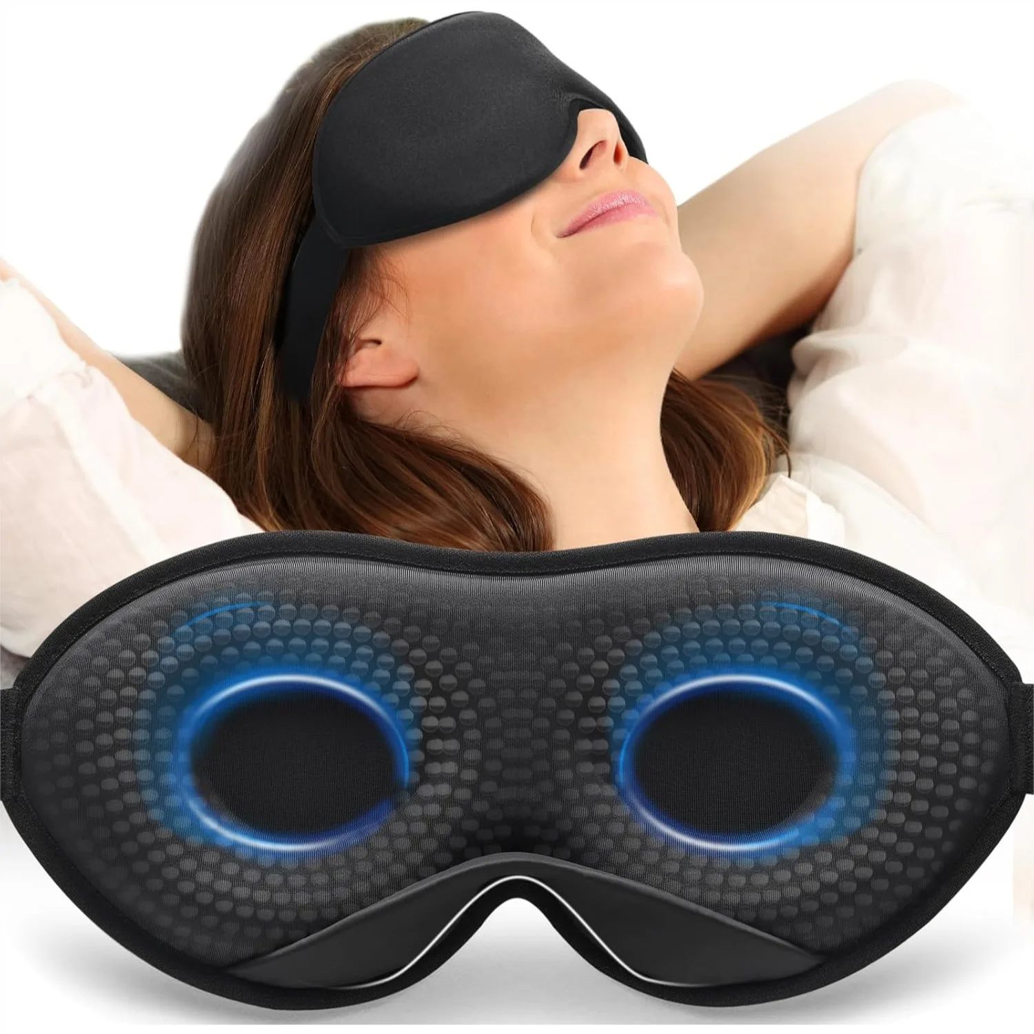 

Weighted Sleep Mask 100% Blackout Eye Mask For Women Men 3D Contoured For Lash Extension Zero Eye Pressure Memory Foam Cover With Soft Gentle Pressure For Travel Black