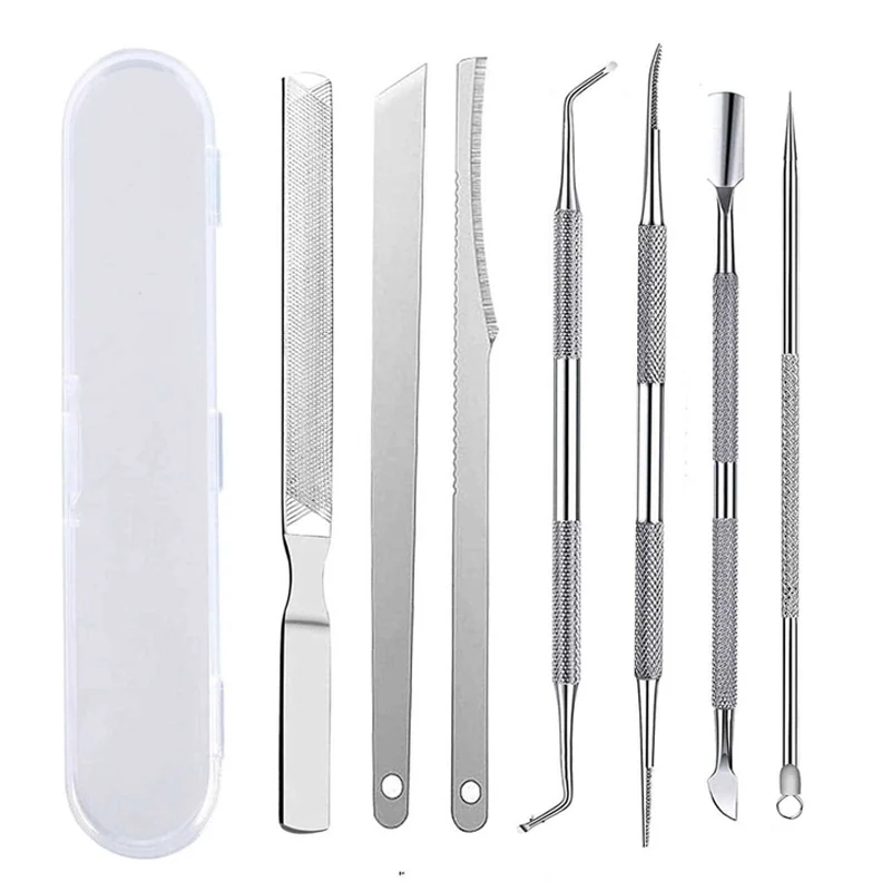 3/7 pz in acciaio inox Manicure Pedicure coltello tagliaunghie per rimuovere la pelle morta calli spessa dura Acne ago Pick Tool Set