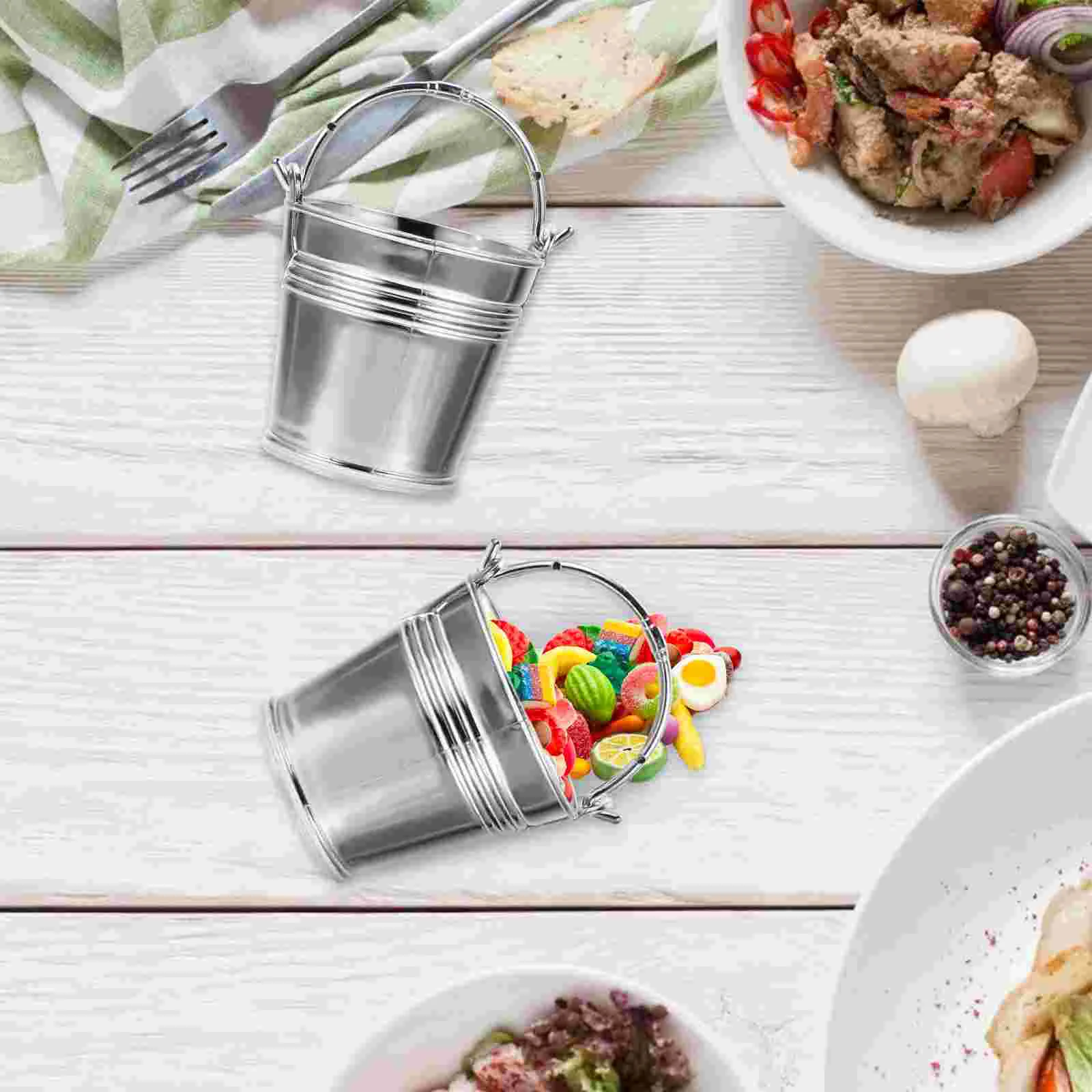 10Pcs Mini Plastic Bucket Snack Bucket Cookie Storage Bucket Mini Food Container Food Bucket Household Merchandises Candy Holder