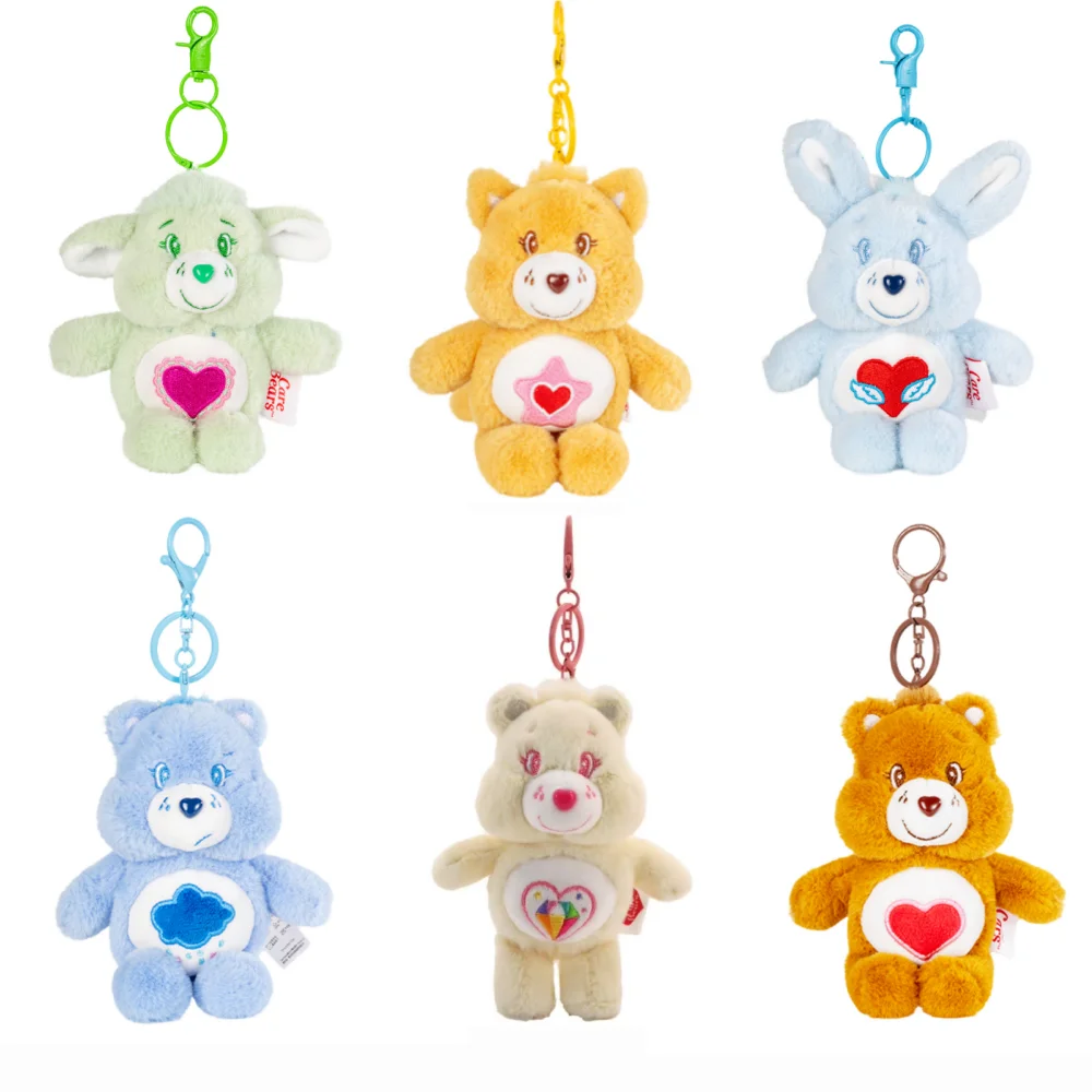 

Оригинальный плюшевый брелок Care Bears 15 см, милый классический медвежонок-подвеска, украшение для сумки, миниатюрная мягкая игрушка, подарок на день рождения для девочек и детей