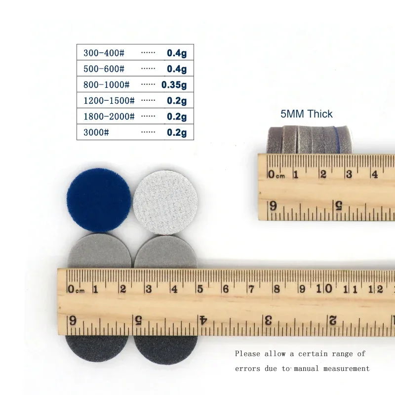 1 Inch 25mm Round Sponge Sanding Disc Sandpaper Hook and Loop Assorted 300-3000 Grits for Polishing & Grinding Car (Pcs of 60)