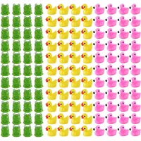 100PCS Mini Resin Frogs Flamingos and Duck Animal Miniatures - Fairy Garden Ornament, Micro Landscape DIY Crafts Potted Decor