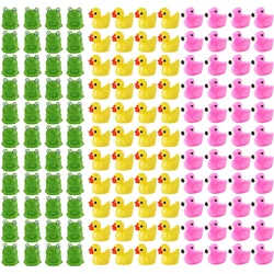 100PCS Mini Resin Frogs Flamingos and Duck Animal Miniatures - Fairy Garden Ornament, Micro Landscape DIY Crafts Potted Decor