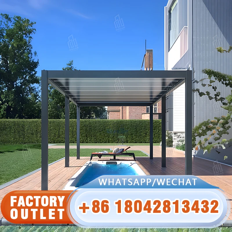 Customized Pergola with glass door Aluminium Outdoor summerhouses Enclosed Stand Sunroom House Metal Gazebo pavilion for sale