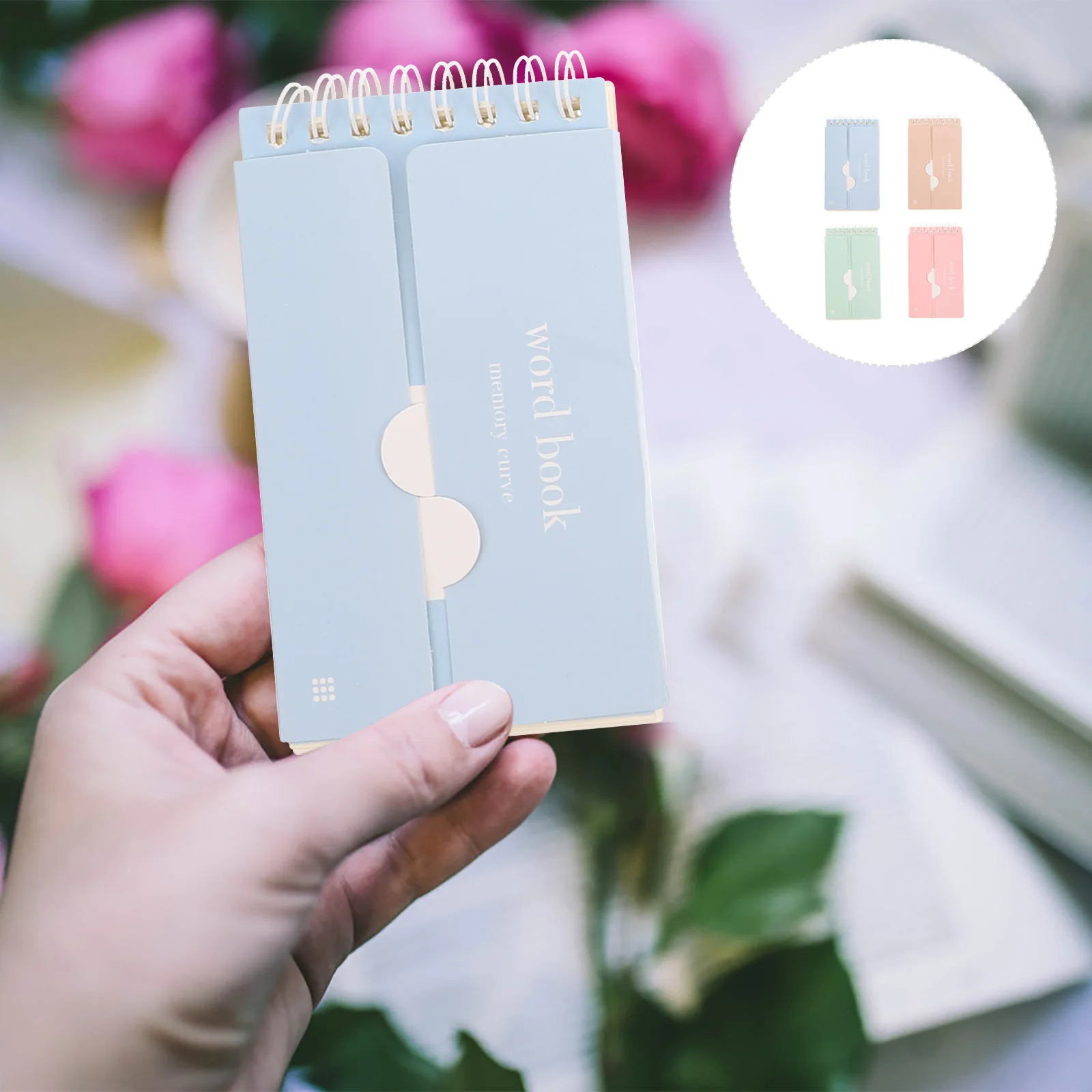 4개 다양한 색상의 메모장 색인 및 플래시 카드용 휴대용 메모장 학생 및 사무실 사용을 위한 완벽한 선물