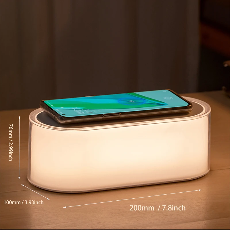 Modern Wireless Charging Nightlight 15W Fast Wireless Charger Touch Control 3-Level LED Lamp for Samsung iPhone etc. Qi Charger