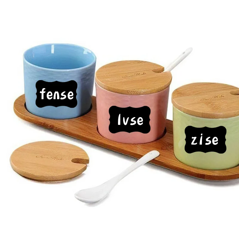 防水黒板キッチンスパイスラベルステッカー、ホームジャーボトルタグ、ブラックボードラベルステッカー、マーカーなし、40-120個