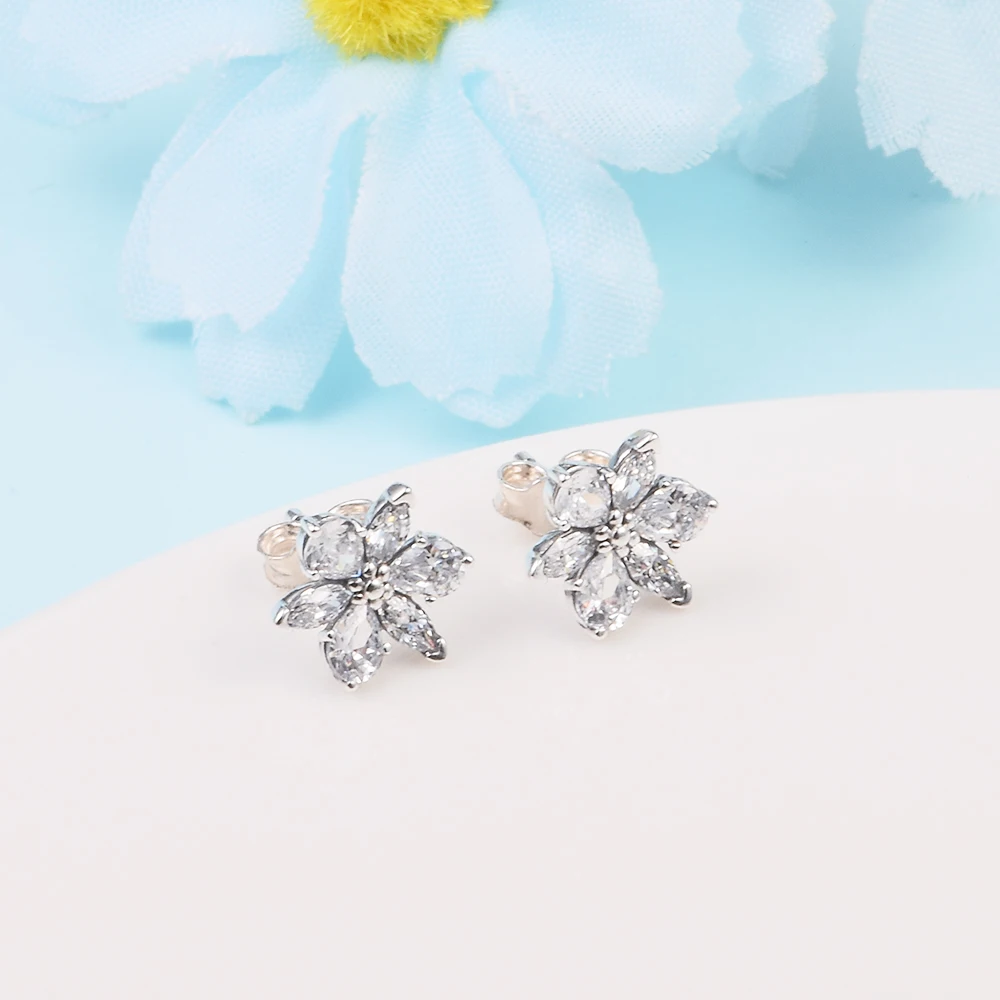 925 Sterling Silver Sparkling Herbarium Cluster Stud Earrings Fashion Earrings For Women