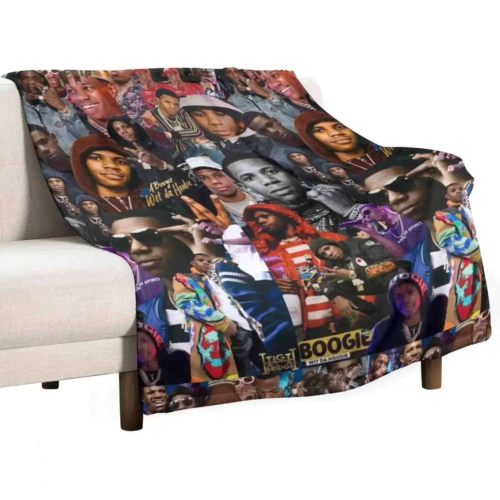 

A Boogie Wit Da Hoodie Collage Throw Blanket Decorative Soft Throw Blanket for Couch Sofa