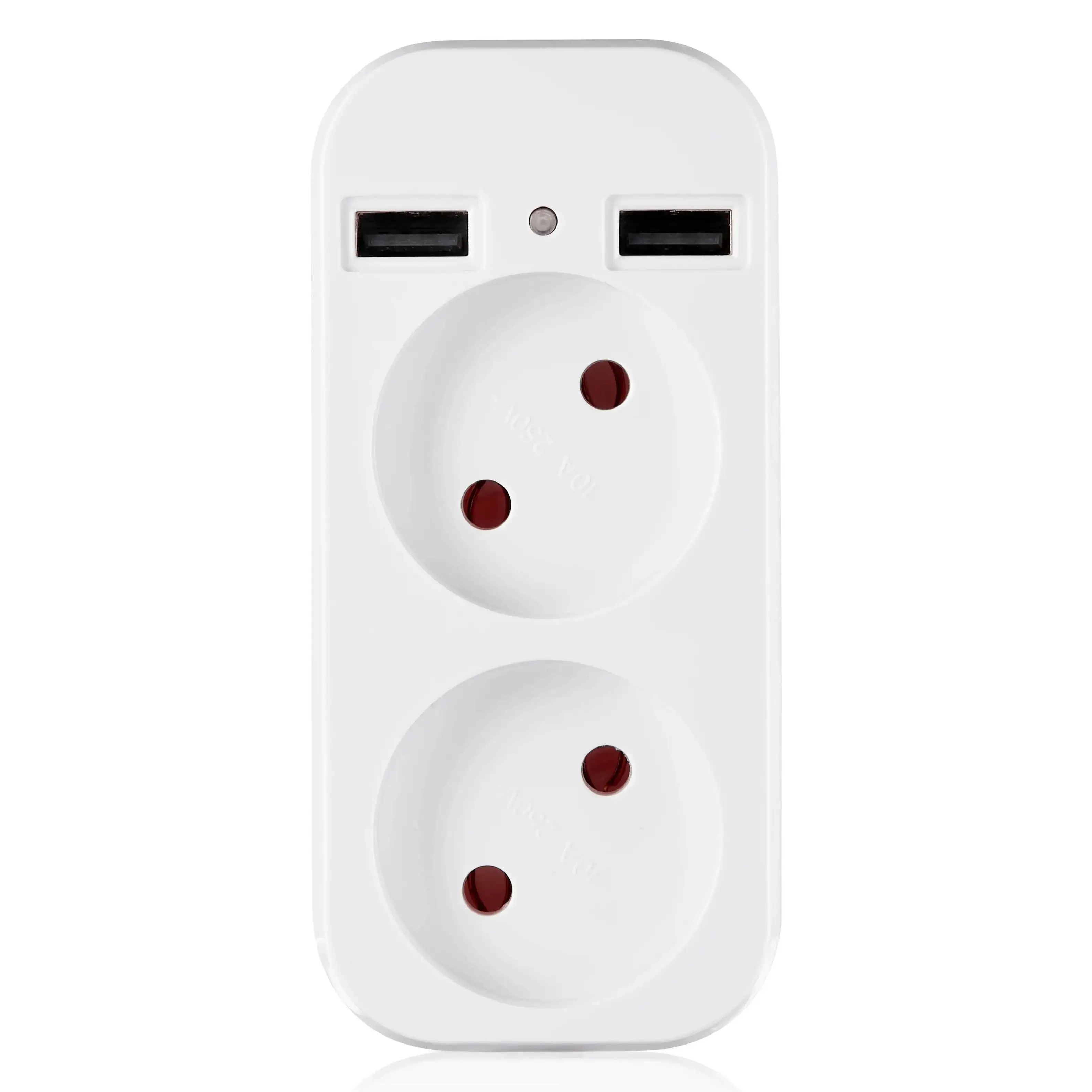 European style dual socket with dual USB 5V 2A output, plug adapter, free shipping