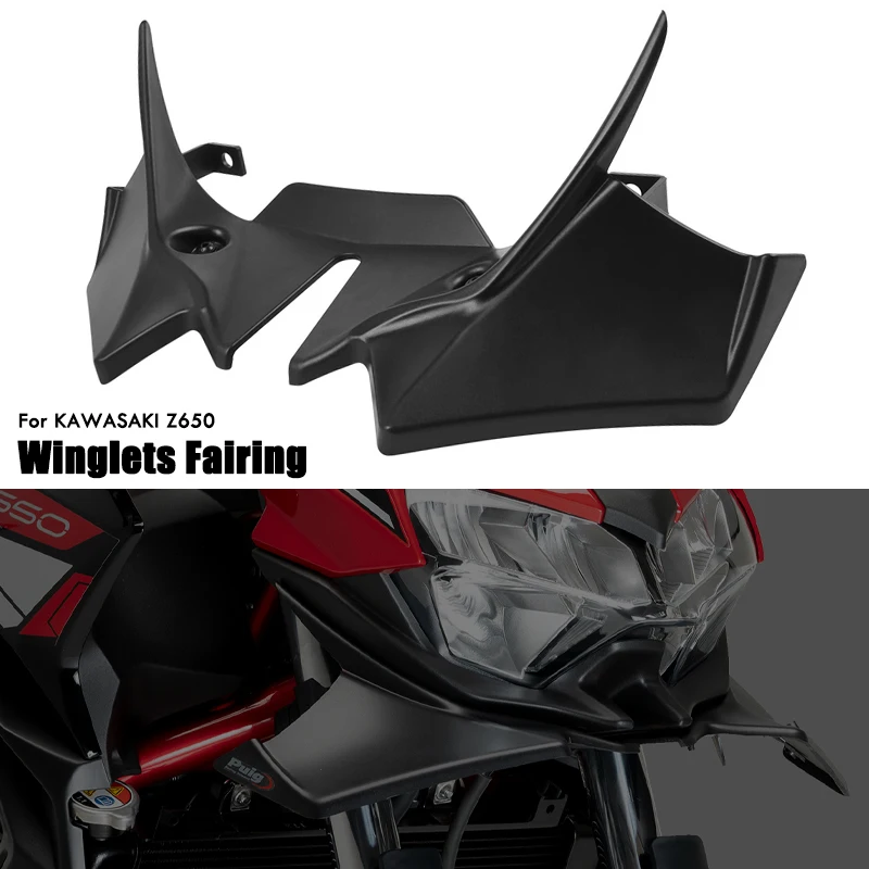 

Motorcycle Front Winglets Beak Nose Extension Cover ABS Plastic Spoiler Aerodynamic Fairing Kit For KAWASAKI Z 650 Z650 21-25