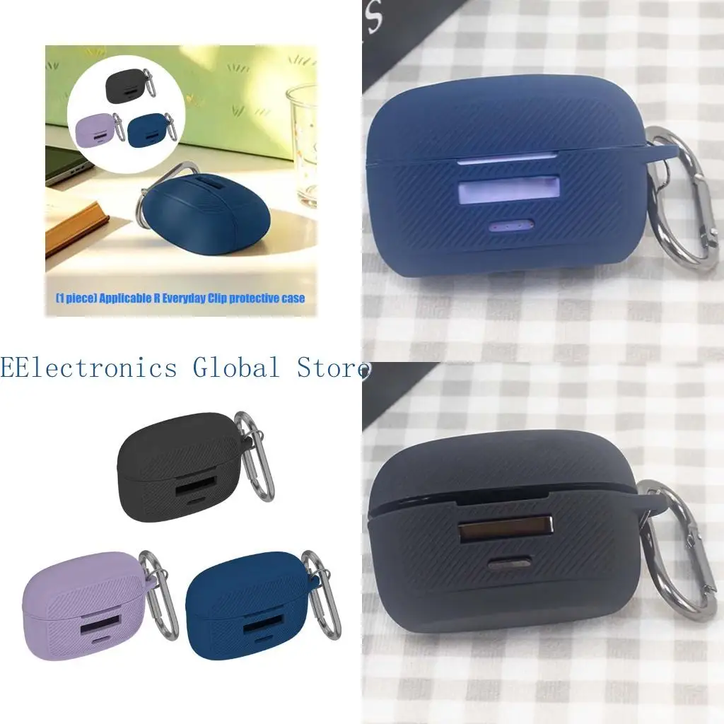 462B Silicone Charging Case Cover with Carabiner and Charging Access for Earbuds Daily Carry
