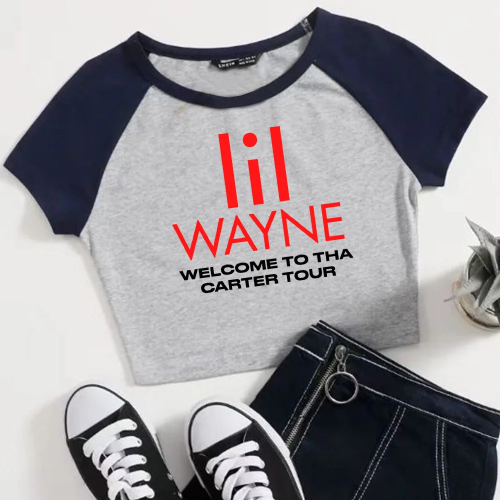 Lil Wayne Tour Crop Tops T-Shirt Women Girls Fashion O-Neck Short Sleeves Fans Gift Tops