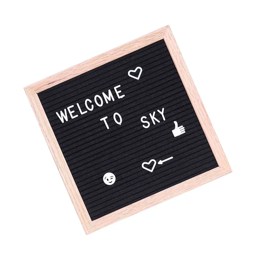 1pc Wooden Frame Message Board Diy Felt Letter Blackboard Set For Chalk-Free Display Reminder Menu Announcement