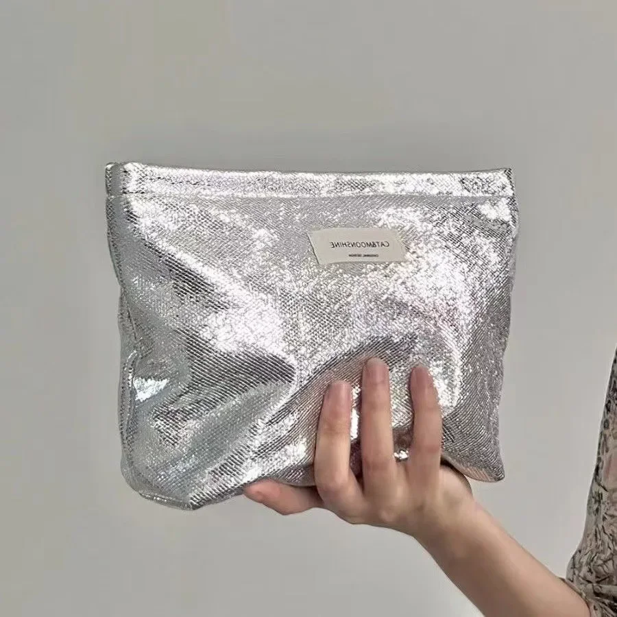 New Shiny paillettes argento Champagne Clutch borse per cosmetici borsa per il trucco articoli da toeletta portatili borsa per la cura della pelle Organizer Pouch