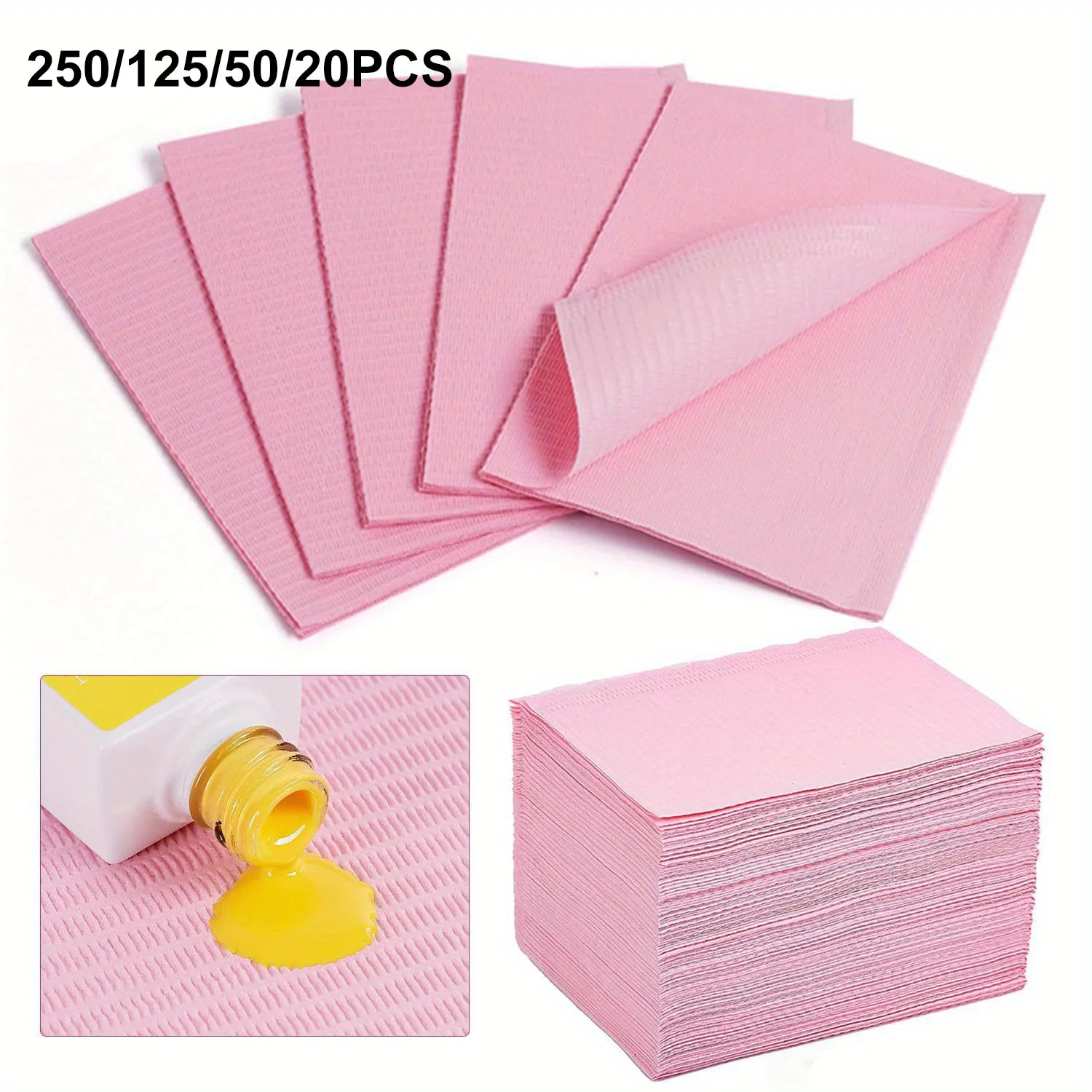 

250/125/50/20PCS Pink Disposable Tattoo Clean Pad Black Tattoo Bib Table Covers Clean Patient Dental Napkins Supplies