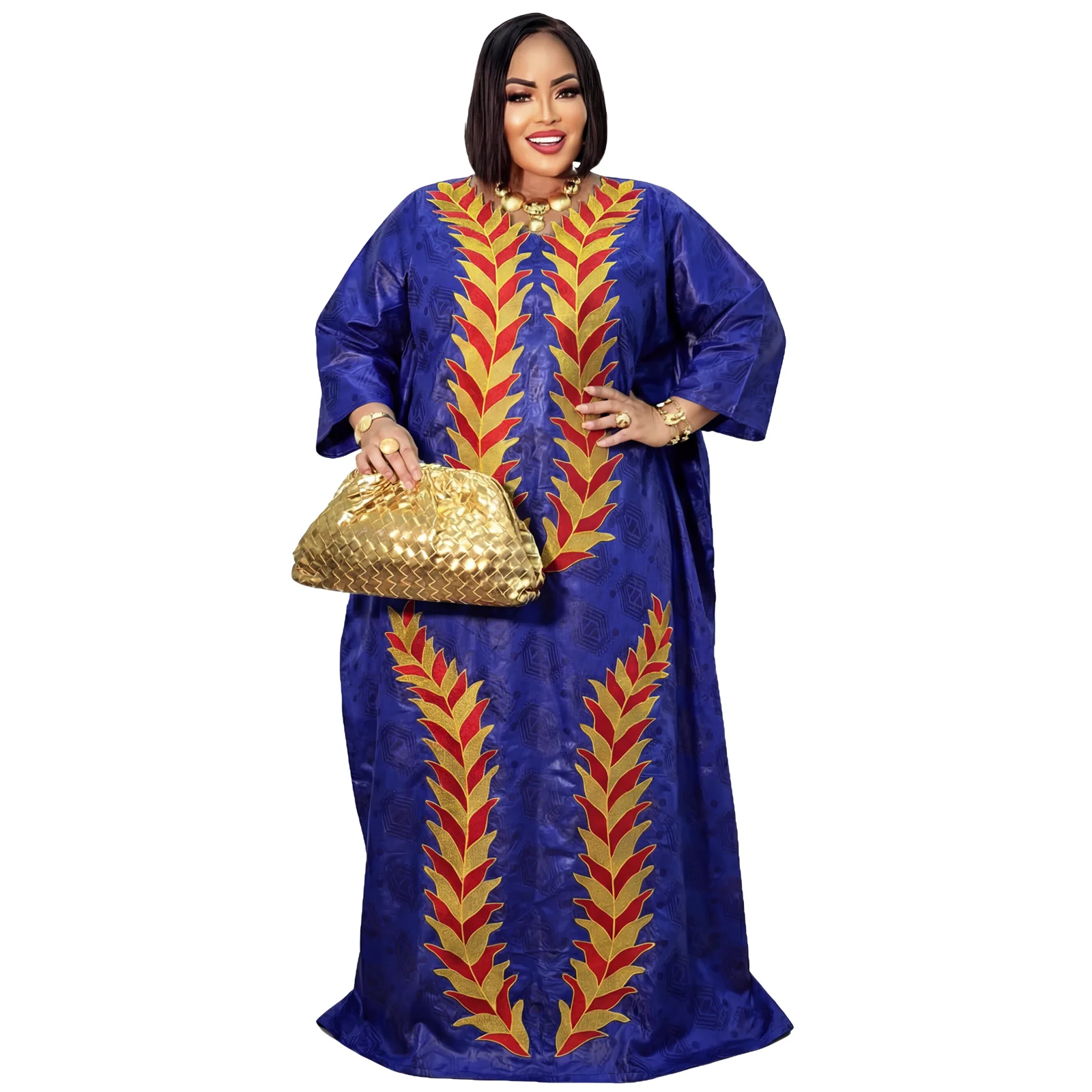 African Dresses For Women Luxury Boubou Material Rich Embroidery Design
