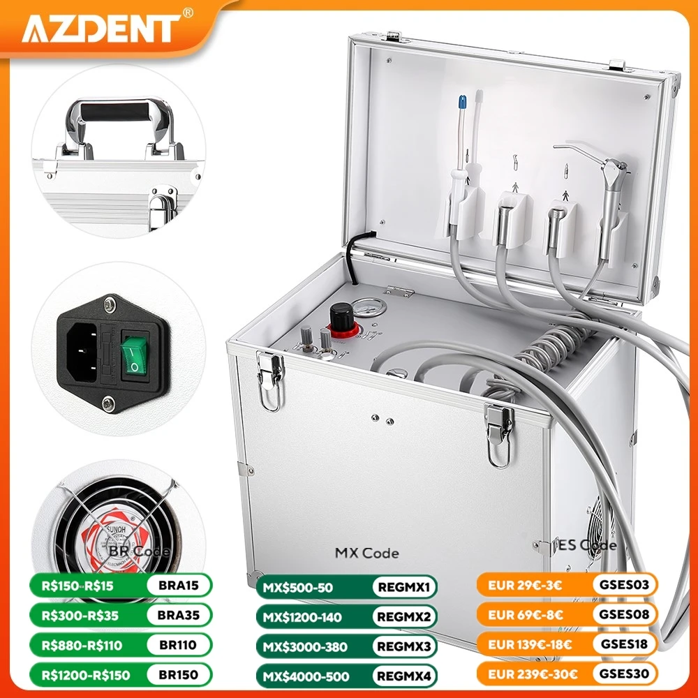 Portable Dental Unit with Air Compressor AZDENT Surgery Turbine Units Dentistry Lab Tools Equipment