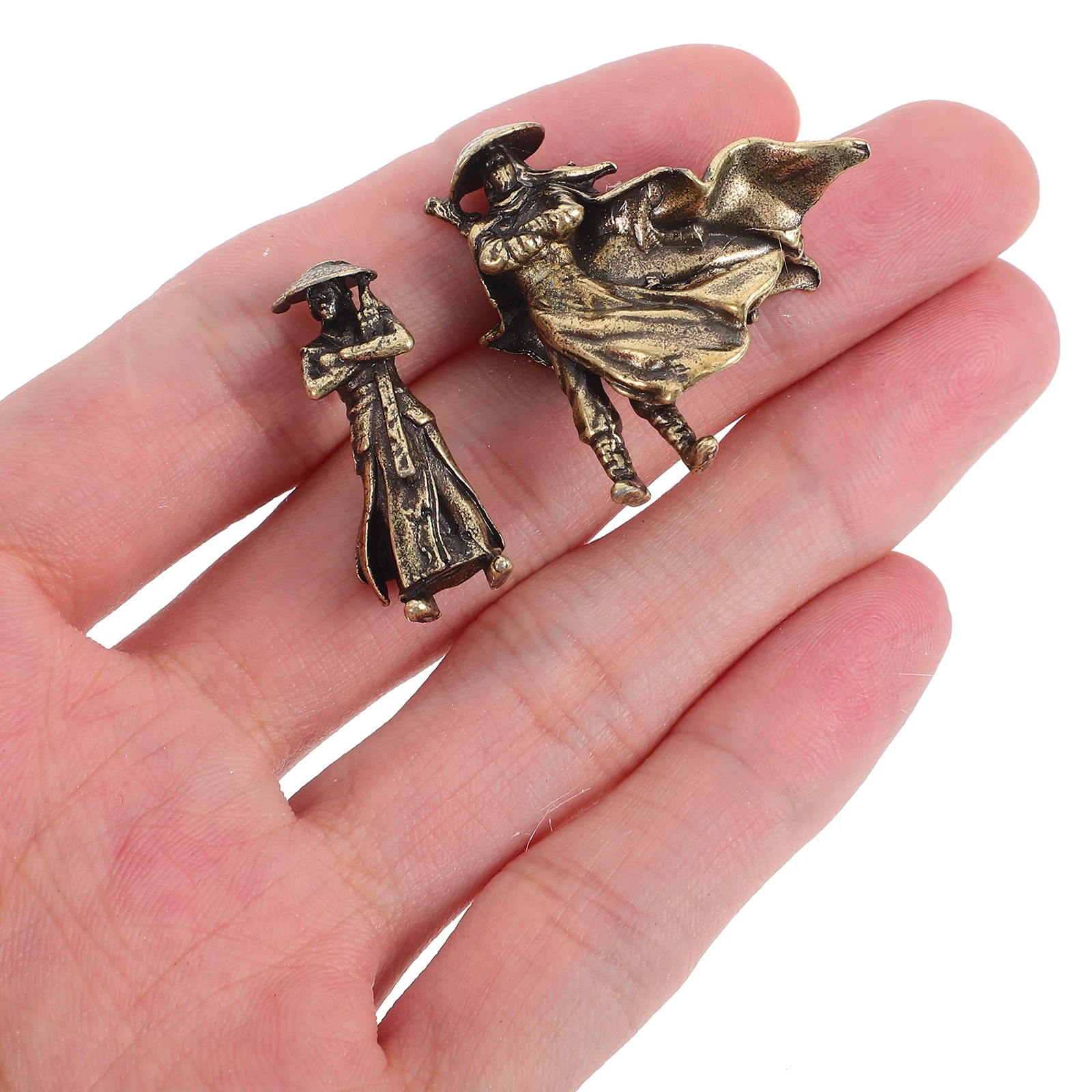 

2Pcs Exquisite Ancient Chinese Cultural Mini Figures Desktop Ornaments Home Office Decor Micro Landscape Design Bonsai