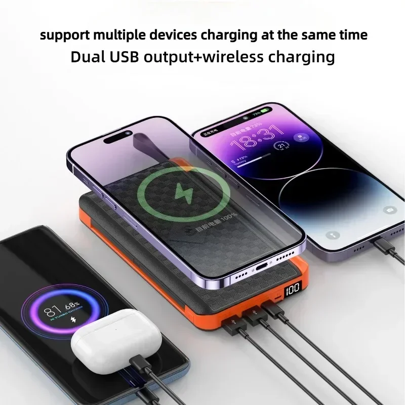 200000mAh Folding Solar Power Bank with Solar Panel Qi Wireless Charger. Outdoor Portable Mobile Charger