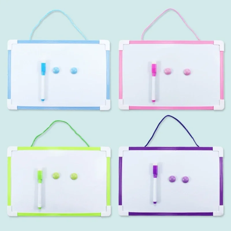 1 pc Kids Whiteboard Dry Wipe Board 5 Colors Frame Mini Drawing Magnetic White board Small Hanging Erase Boards With Pen