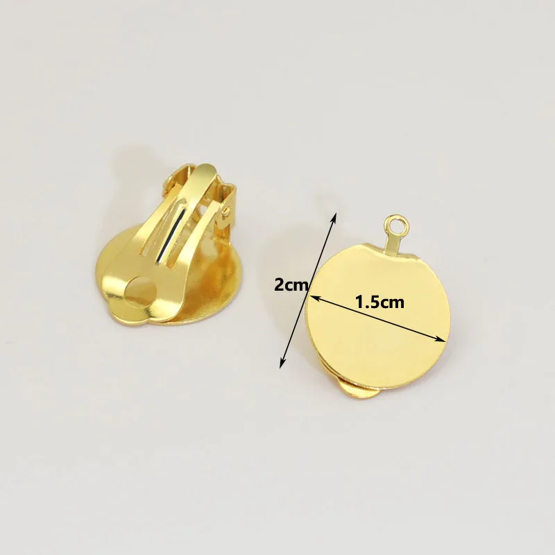 6 Stück Edelstahl-Ohrringverbinder 15mm Cabochon-Basis Ohrringe Clip-Ohrringe ohne Piercing Metall Einfach Ohne Loch – Detail 5