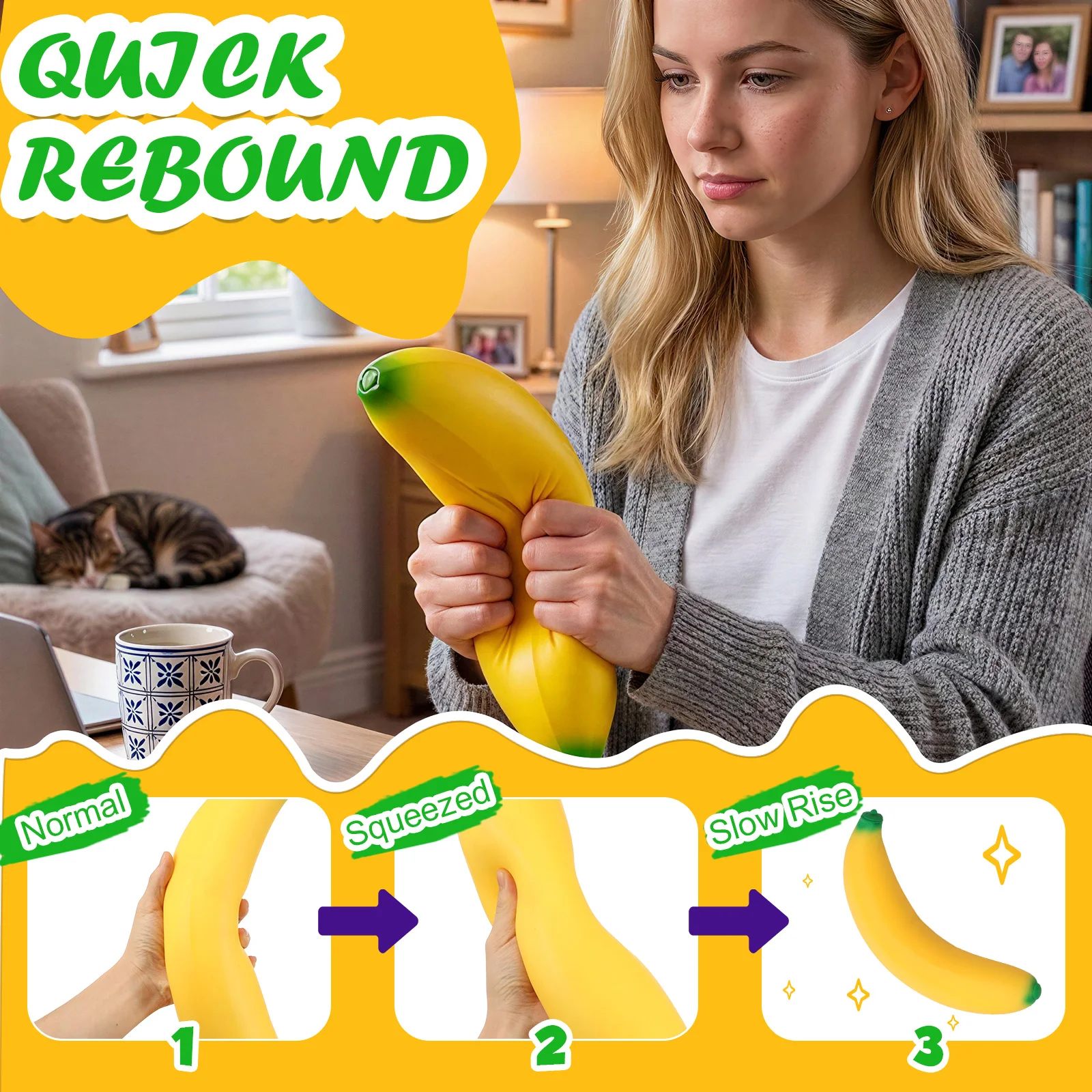 Fruit Squeeze Prop Anti-stress Squishy Banana Toys Slow Rising Jumbo Squishy Toy Funny Stress Reliever Reduce Pressure Prop