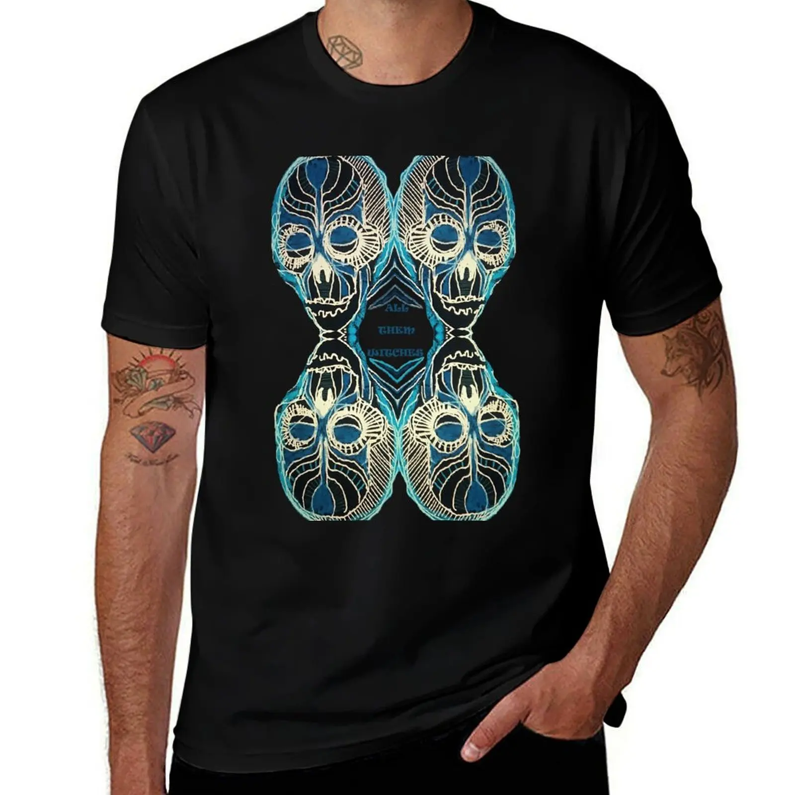 

ATW. All them witches black and blue 4 skull T-Shirt man t shirts for men casual man t shirt luxury T-Shirt